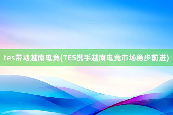 tes带动越南电竞(TES携手越南电竞市场稳步前进)