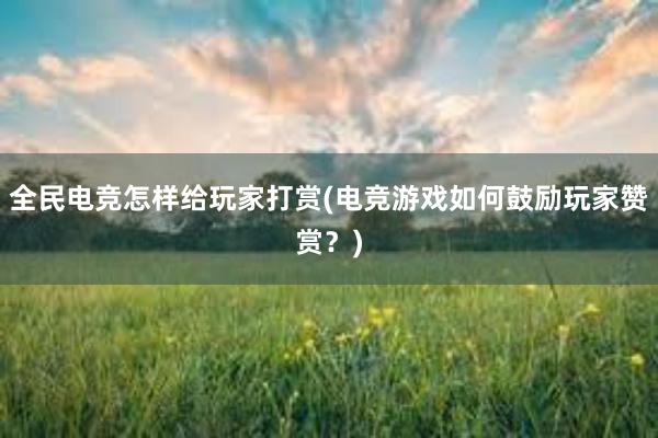 全民电竞怎样给玩家打赏(电竞游戏如何鼓励玩家赞赏？)