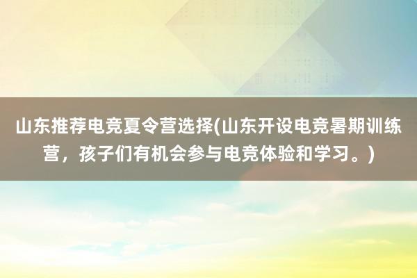 山东推荐电竞夏令营选择(山东开设电竞暑期训练营，孩子们有机会参与电竞体验和学习。)