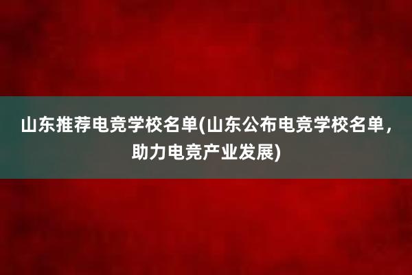 山东推荐电竞学校名单(山东公布电竞学校名单，助力电竞产业发展)