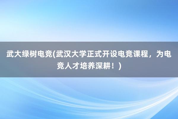 武大绿树电竞(武汉大学正式开设电竞课程，为电竞人才培养深耕！)