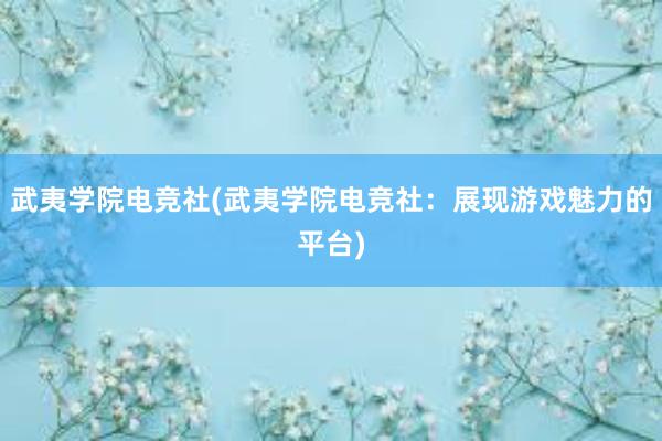 武夷学院电竞社(武夷学院电竞社：展现游戏魅力的平台)