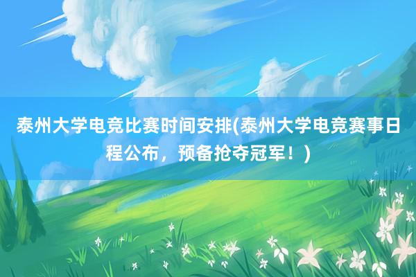 泰州大学电竞比赛时间安排(泰州大学电竞赛事日程公布，预备抢夺冠军！)