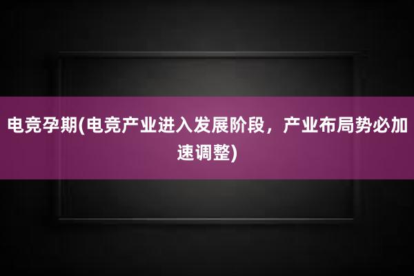 电竞孕期(电竞产业进入发展阶段，产业布局势必加速调整)