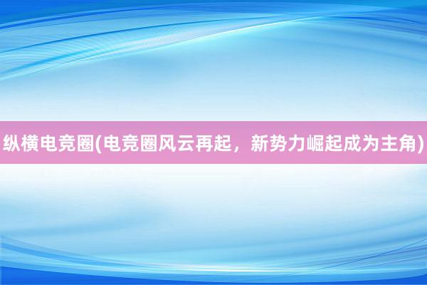 纵横电竞圈(电竞圈风云再起，新势力崛起成为主角)