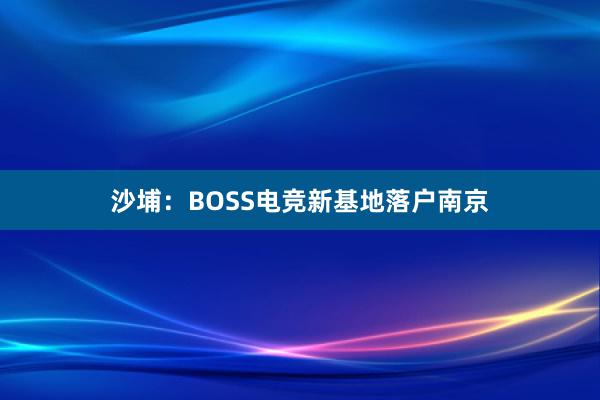 沙埔：BOSS电竞新基地落户南京