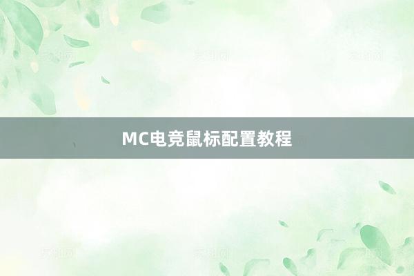 MC电竞鼠标配置教程