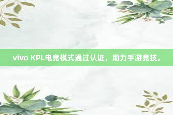 vivo KPL电竞模式通过认证，助力手游竞技。