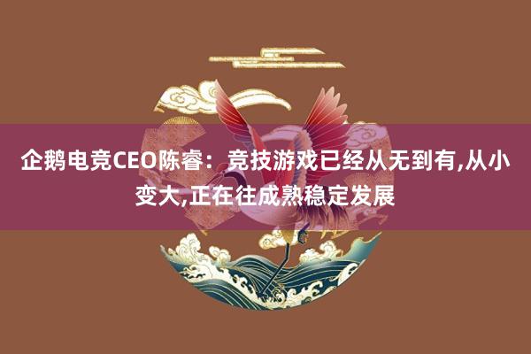 企鹅电竞CEO陈睿：竞技游戏已经从无到有，从小变大，正在往成熟稳定发展