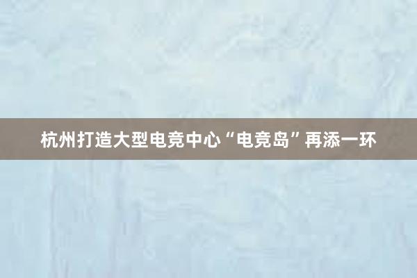 杭州打造大型电竞中心“电竞岛”再添一环