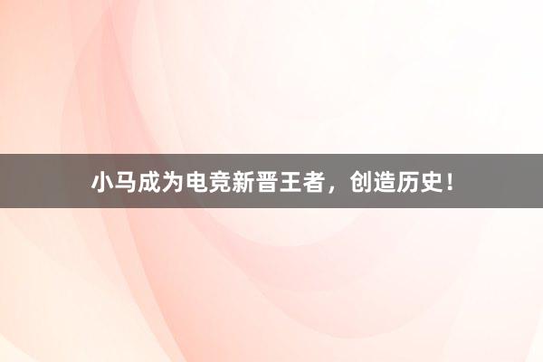 小马成为电竞新晋王者，创造历史！